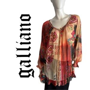 Galliano Silk Boho Blouse